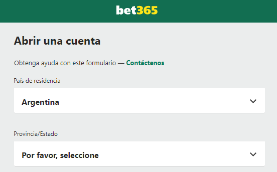 Registro en Bet365 Argentina.